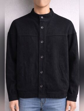 Vintage 100% Cashmere Black Jacket Button Front Classic L